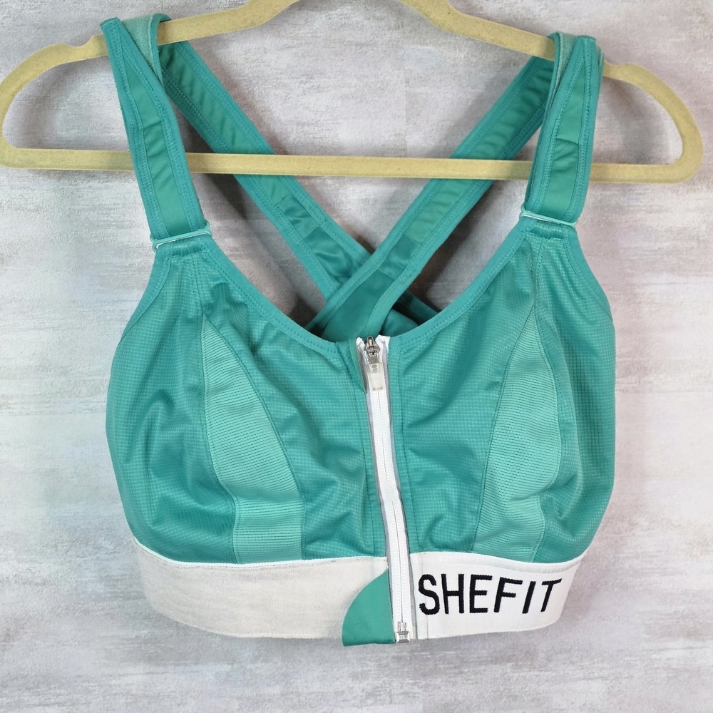 SHEFIT ULTIMATE 2Luxe Teal Sports Bra High Support Fitness Workout Top